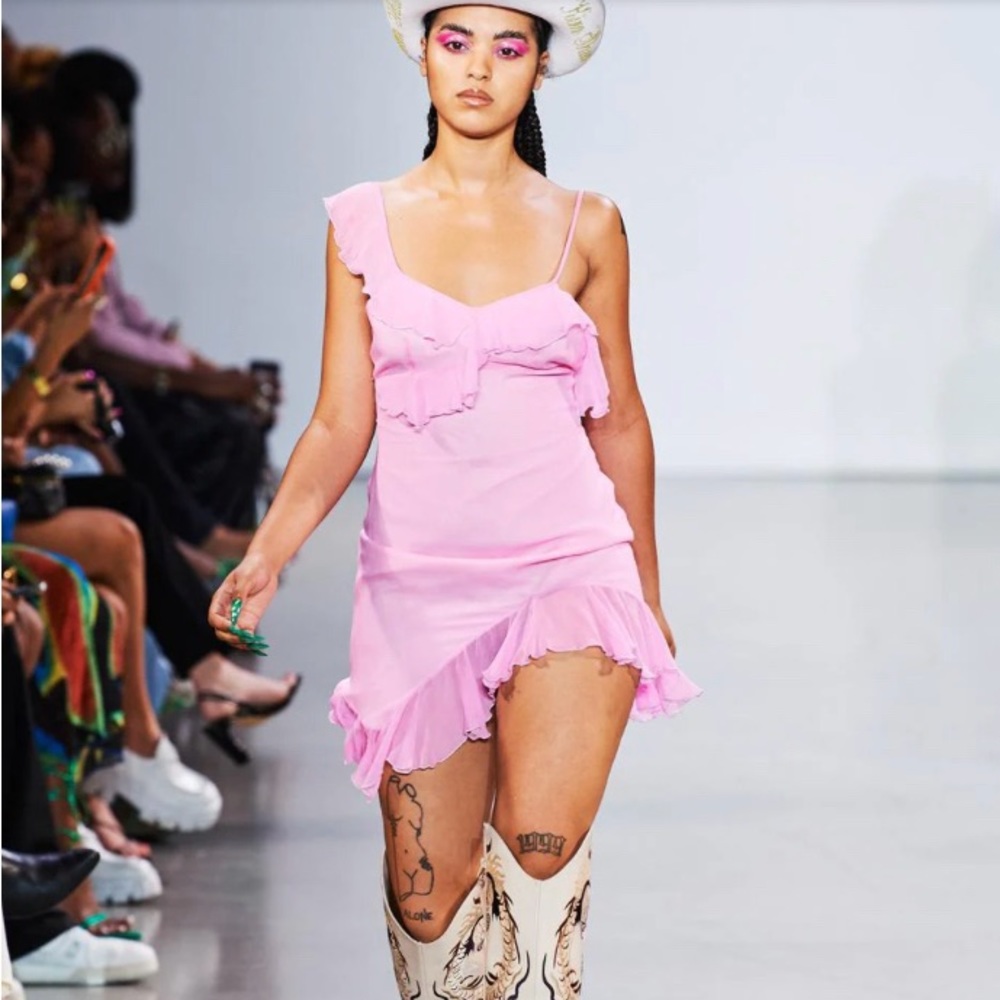 Kim Shui Baby Pink Chiffon Mini Dress, Size Large NWOT - Picture 2 of 12